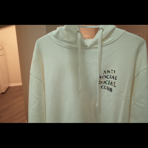 Anti Social Social Club White Hoodie ASSC woodland camo logo Woody - Picture 9 of 9